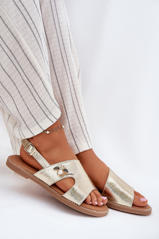Sandales plates pour femmes Avec des décorations Detalem Vinceza 17378 couleur dorée Sandales plates pour femmes Avec des décorations Detalem Vinceza 17378 couleur dorée