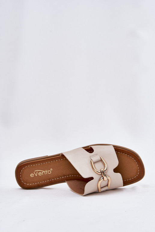 Slippers Dames plat Met sierlijk Detalem beige Amiresna