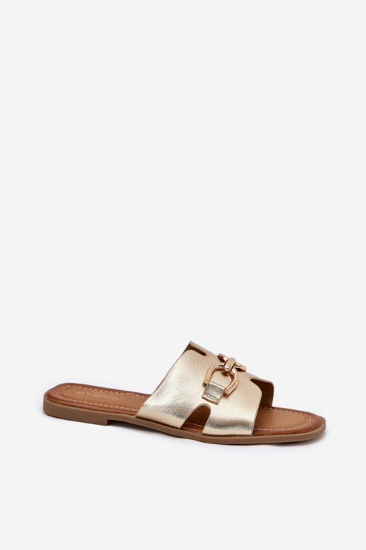 Slippers Dames plat Met sierlijk Detalem gouden kleur Amiresna Slippers Dames plat Met sierlijk Detalem gouden kleur Amiresna