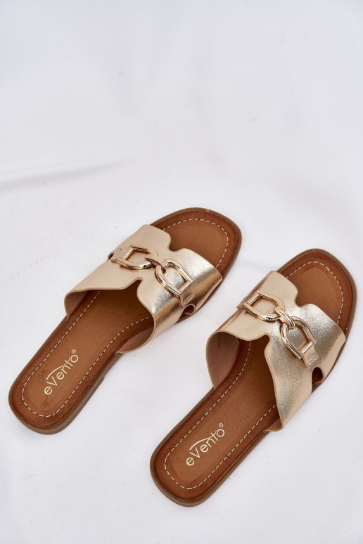 Slippers Dames plat Met sierlijk Detalem gouden kleur Amiresna Slippers Dames plat Met sierlijk Detalem gouden kleur Amiresna