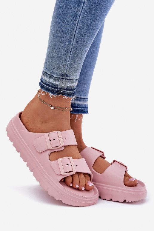 Chaussons femme avec mousse avec une plateforme couleur rose Melorea