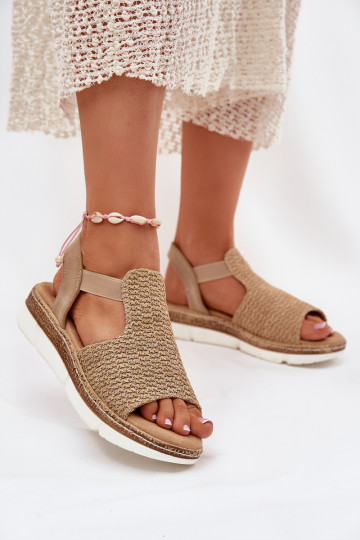Sandales pour femmes Avec tresse beige-couleur dorée Jelana 2