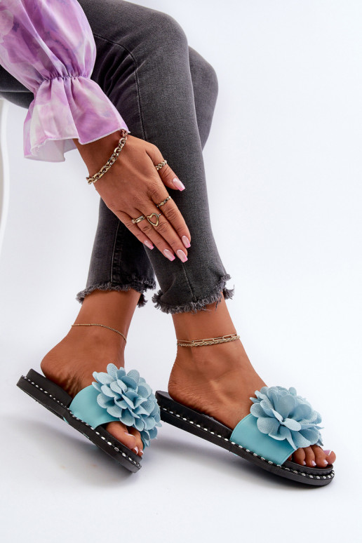 Pantoufles pour femmes Ozdobione avec des motifs florauxami couleur bleue Cellanen Pantoufles pour femmes Ozdobione avec des motifs florauxami couleur bleue Cellanen