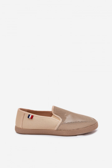 Mâle avec des éléments ajourés Baskets chaussures décontractées beige Koboru 2