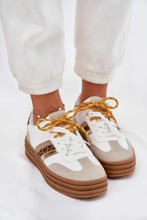 Sneakers model schoenen Dames met platform Z PodInójnym Vetersluitingm met luipaardbontpatronen Initte kleur Niteria