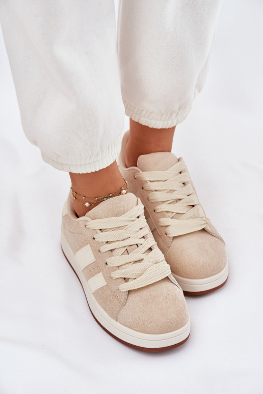 Chaussures modèle baskets Féminin Z en daim écologiqueu beige Arlenina