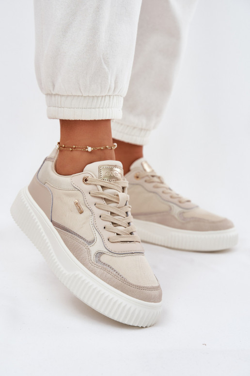 Haut Sneakers Stilvollllschuhe Feminin mit einer Plattform Beige Velarria