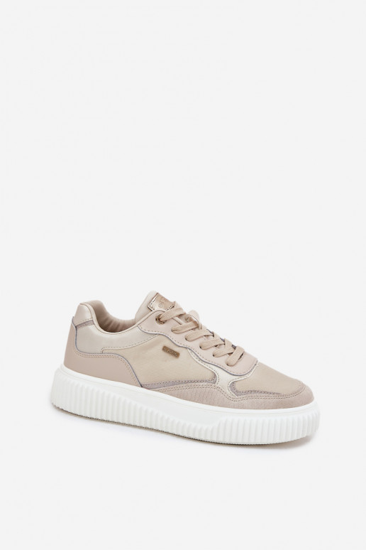 Peau Chaussures modèle baskets Féminin avec une plateforme beige Velarria