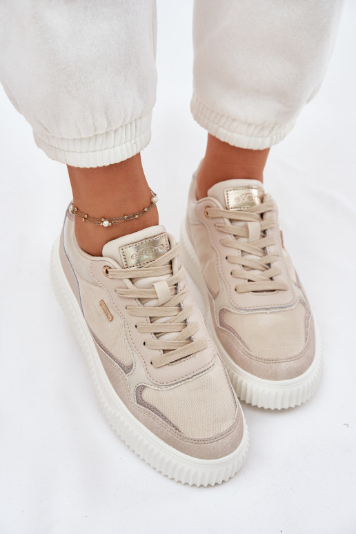 Leer Sneakers model schoenen Dames met platform beige Velarria