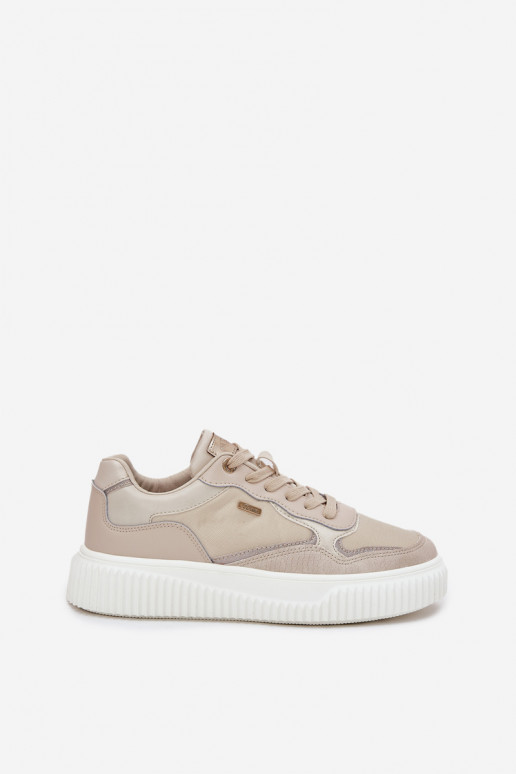 Peau Chaussures modèle baskets Féminin avec une plateforme beige Velarria