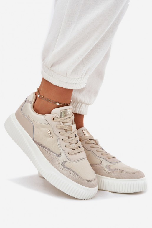 Peau Chaussures modèle baskets Féminin avec une plateforme beige Velarria