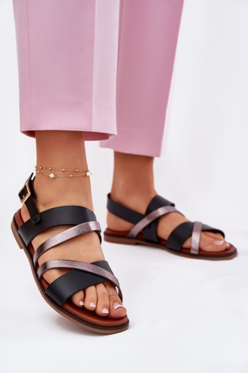 Sandales pour femmes avec des talons larges avec des bandes Sergio Leone SK086H couleur noire