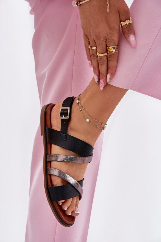 Sandales pour femmes avec des talons larges avec des bandes Sergio Leone SK086H couleur noire Sandales pour femmes avec des talons larges avec des bandes Sergio Leone SK086H couleur noire