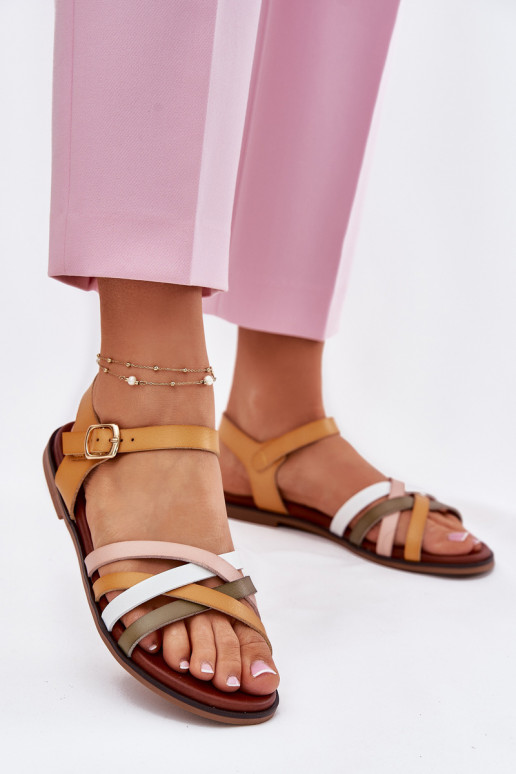 Damensandalen Z Przeplatającymi Się Paskami Sergio Leone SK090H gelbe Farbe