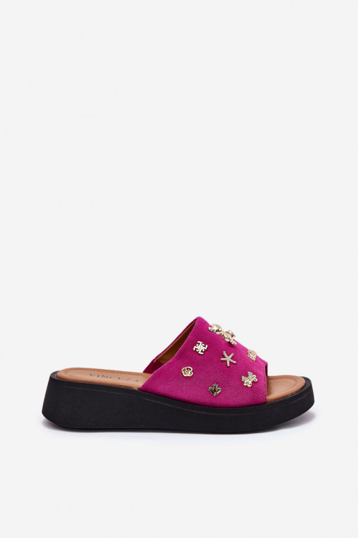 Dames suède pantoffels Z Przypinkami Vinceza 66741 roze Dames suède pantoffels Z Przypinkami Vinceza 66741 roze
