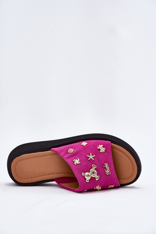 Dames suède pantoffels Z Przypinkami Vinceza 66741 roze Dames suède pantoffels Z Przypinkami Vinceza 66741 roze