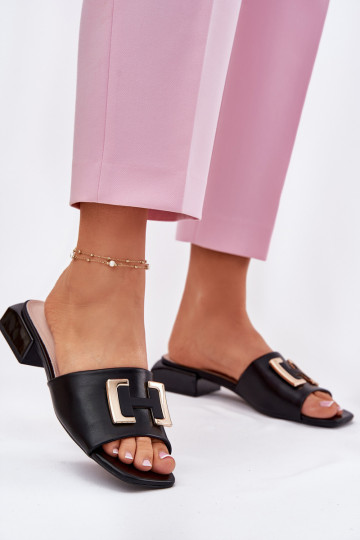 Style élégant Pantoufles pour femmes Klocke Ze couleur doréem Detalem Vinceza 62229 couleur noire 2