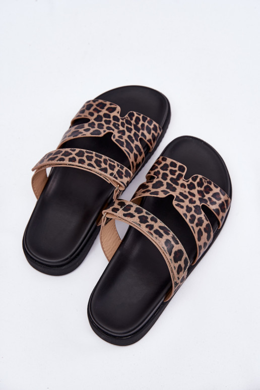 Pantoufles pour femmes Z avec fermoir adhésifem Vinceza 17401 avec des motifs en fourrure de léopard