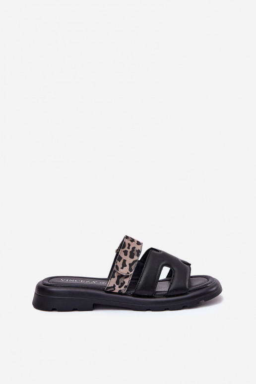 Leren pantoffels Dames Z met lijmbevestigingem met luipaardbontpatronen Vinceza 66769 zInart Leren pantoffels Dames Z met lijmbevestigingem met luipaardbontpatronen Vinceza 66769 zInart