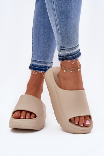 LichtgeInicht pantoffels Damespantoffels met platform beige Xalvania 2