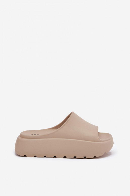 LichtgeInicht pantoffels Damespantoffels met platform beige Xalvania