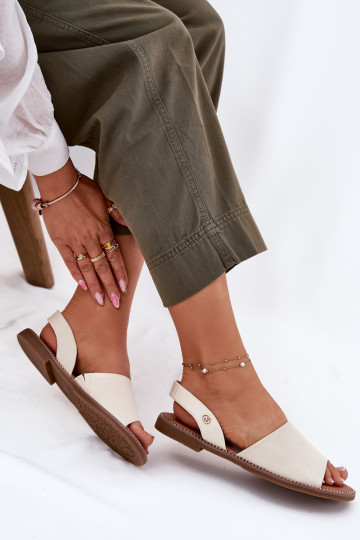 Damensandalen mit breiten Absätzen Eko Haut Beige Dereka