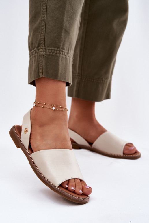 Damensandalen mit breiten Absätzen Eko Haut Beige Dereka