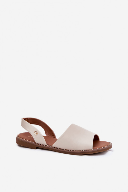 Damensandalen mit breiten Absätzen Eko Haut Beige Dereka