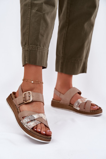 Chaussures femmes couleur sable avec boucles, Inblu GS000056 2