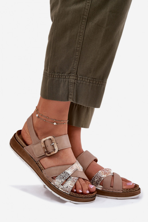 Damensandalen mit Schnallen Inblu GS000056 Beige