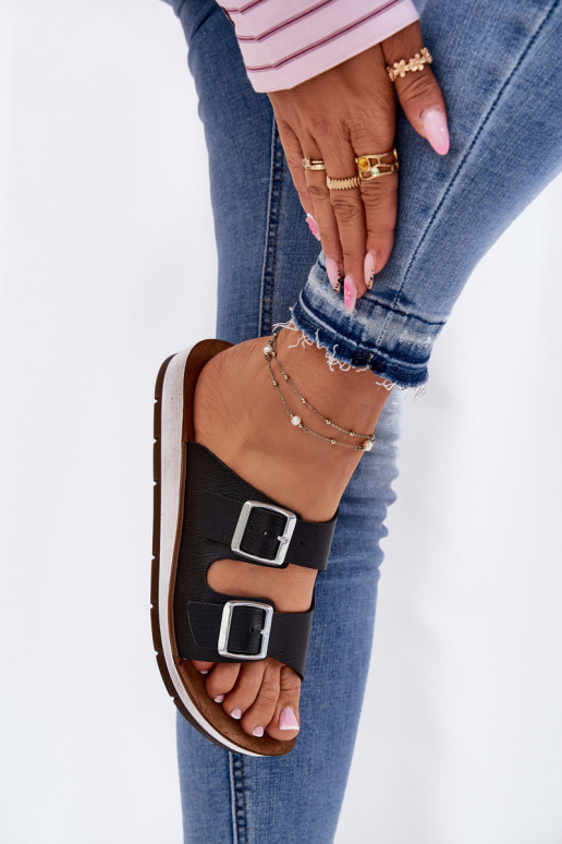 Damenhausschuhe mit Schnallen Inblu CP000042 schZuarze Farbe Damenhausschuhe mit Schnallen Inblu CP000042 schZuarze Farbe