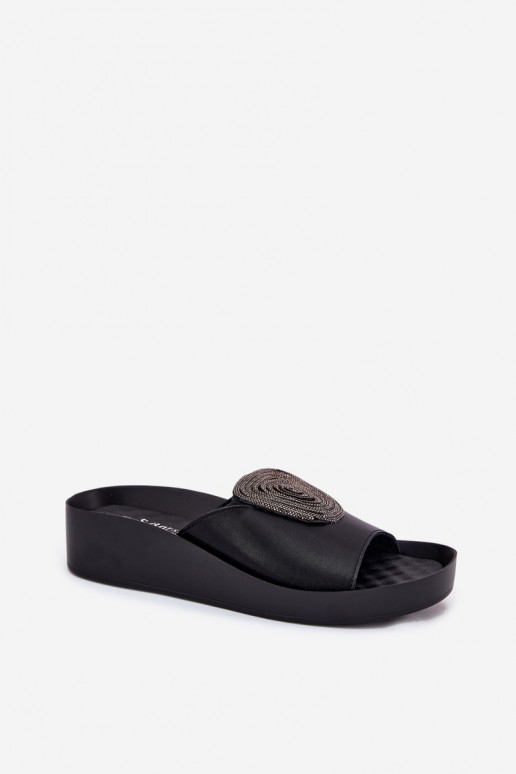 Leer Dames Slippers met ornamenten KV51-028 zInart