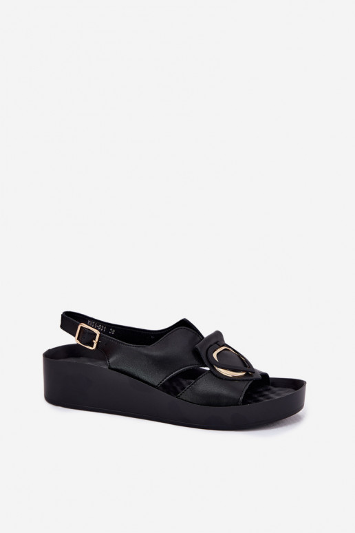 Sandales pour femmes Féminin Sur un coin S.Barski KV51-031 couleur noire Sandales pour femmes Féminin Sur un coin S.Barski KV51-031 couleur noire