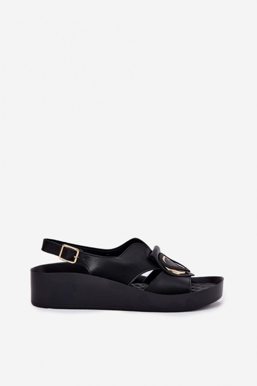 Sandales pour femmes Féminin Sur un coin S.Barski KV51-031 couleur noire Sandales pour femmes Féminin Sur un coin S.Barski KV51-031 couleur noire
