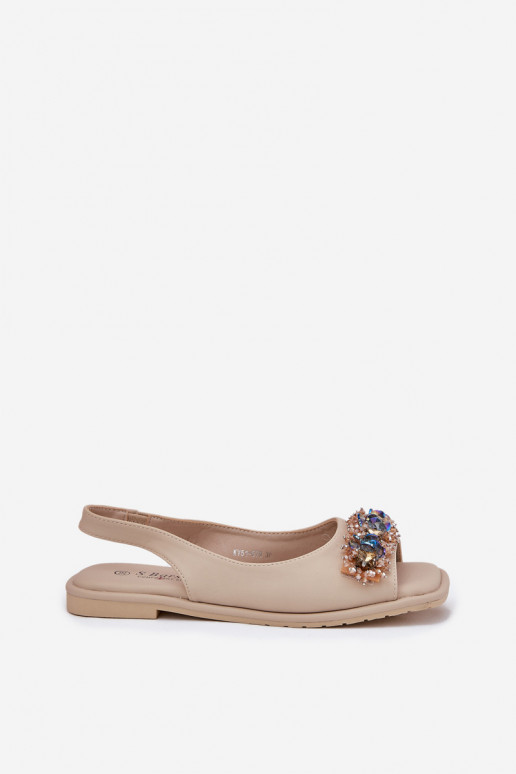 Sandalen voor dames met glanzende gaten S.Barski KV51-079 beige