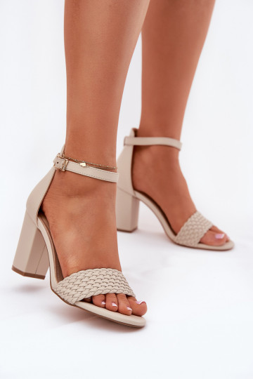 Asdine Damen-High Heels mit geflochtenem Riemen in sandfarbener Farbe 2
