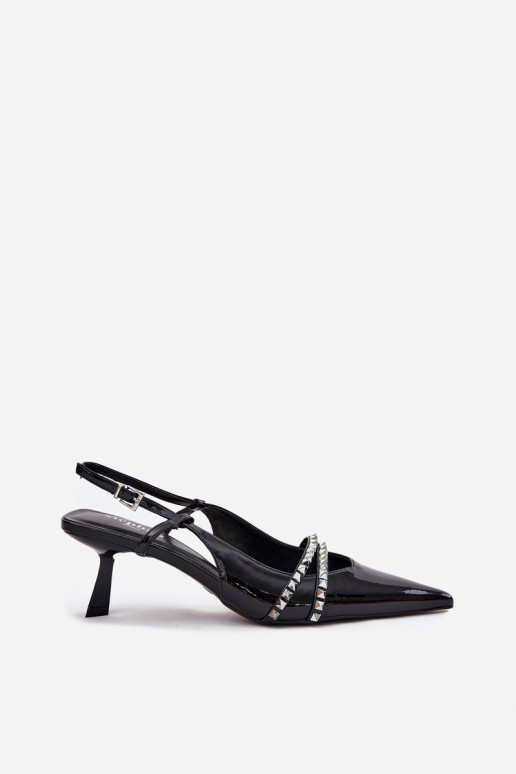 avec effet vernis Chaussures avec des talons fins avec des sangles couleur noire Jelmia avec effet vernis Chaussures avec des talons fins avec des sangles couleur noire Jelmia