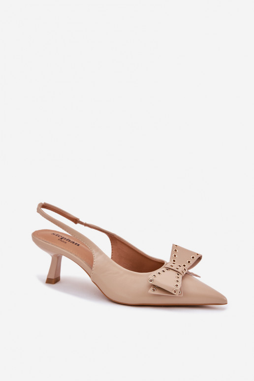 Schuhe mit dünnen Absätzen mit Bändern Beige Folesca Schuhe mit dünnen Absätzen mit Bändern Beige Folesca