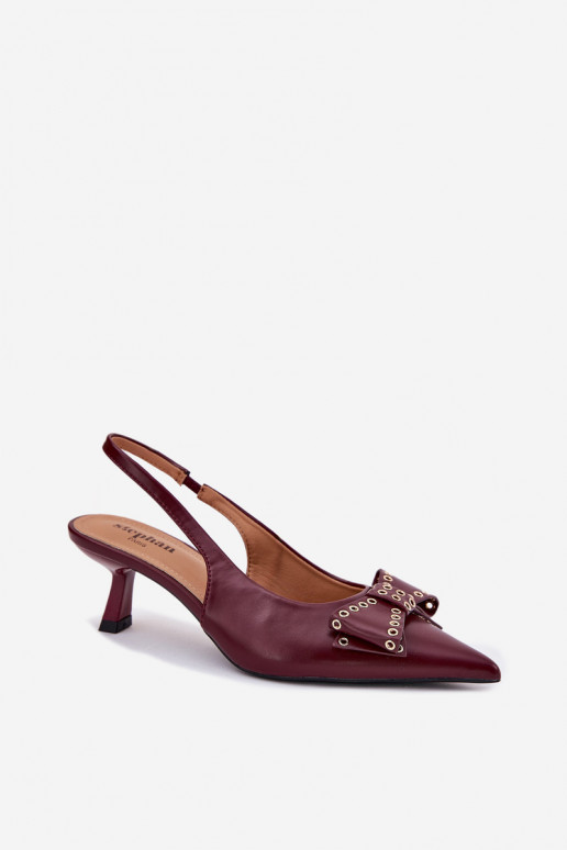 Schuhe mit dünnen Absätzen mit Bändern Burgund Folesca Schuhe mit dünnen Absätzen mit Bändern Burgund Folesca