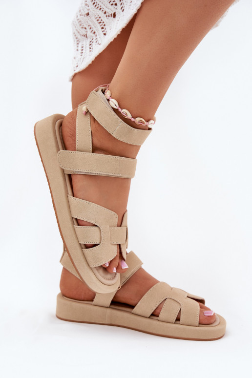 Damensandalen Z mit Klebeverschlussami Beige Uvissa