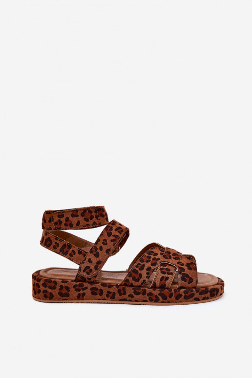 Damensandalen Z mit Klebeverschlussami mit Leopardenfellmuster Uvissa