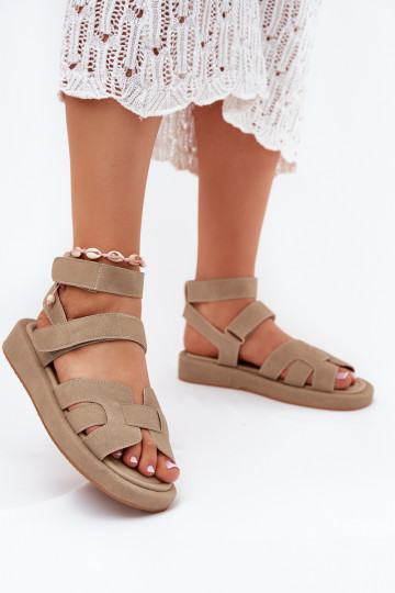 Damen-Sandalen mit Klettverschluss Uvissa in Chaki