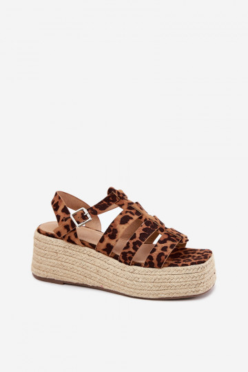 Damen-Sandalen mit Riemen und geflochtenen Elementen Pardauss mit Leopardenmuster 2