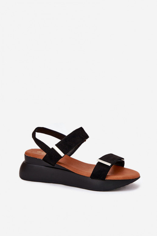 Damensandalen Auf einem Keil schZuarze Farbe Monera