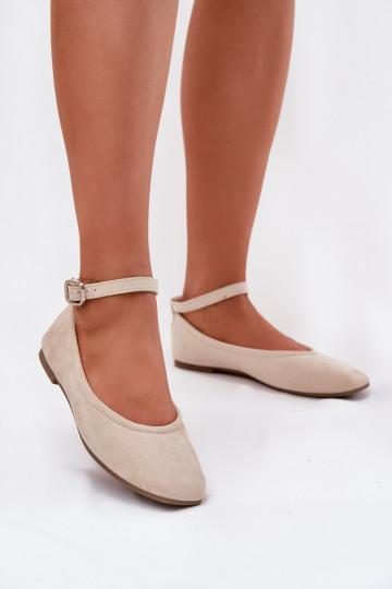Eko Ballerinas aus INildleder mit Riemen I mit Schnallen Beige Deomira