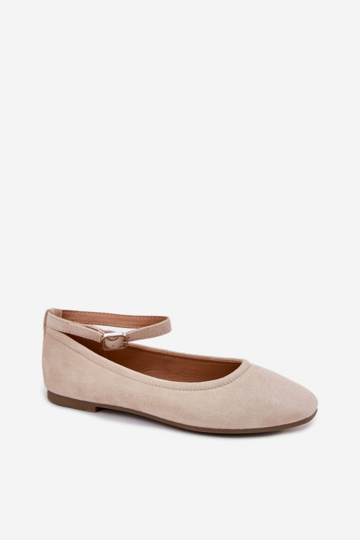Eko Ballerinas aus INildleder mit Riemen I mit Schnallen Beige Deomira