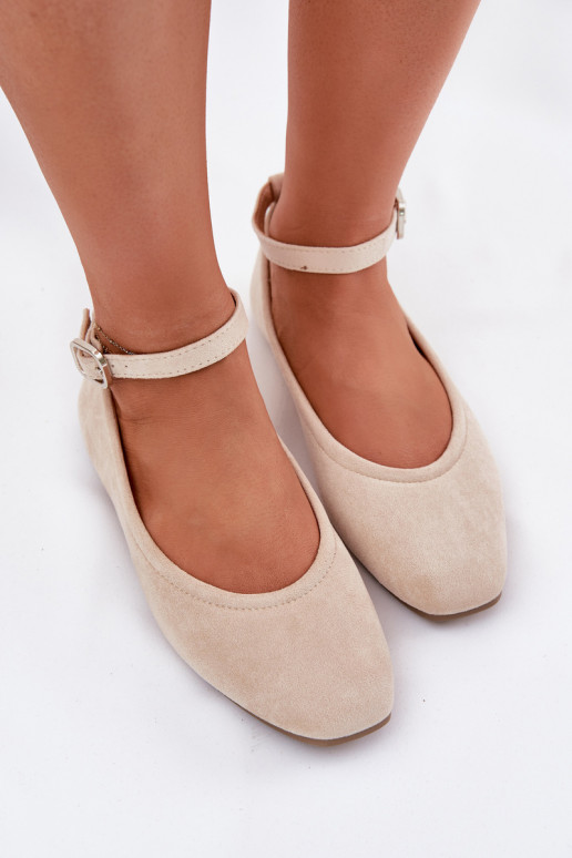Eko Ballerinas aus INildleder mit Riemen I mit Schnallen Beige Deomira