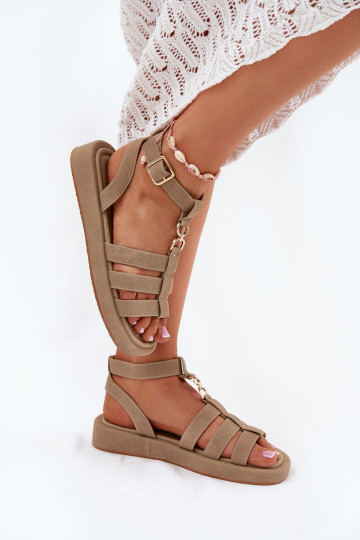 Sandales pour femmes à plateforme avec détails dorés Kartia couleur chaki
