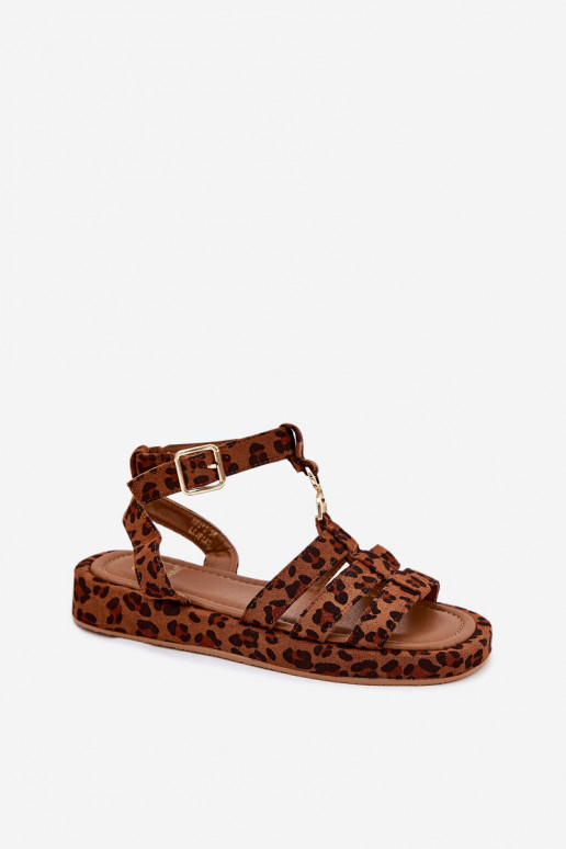 Dames sandalen met platform Ze gouden kleurm Detalem met luipaardbontpatronen Kartia Dames sandalen met platform Ze gouden kleurm Detalem met luipaardbontpatronen Kartia