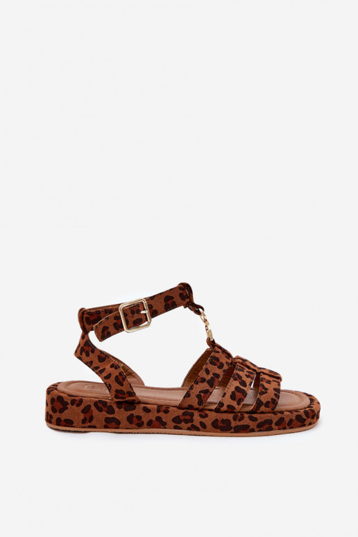Dames sandalen met platform Ze gouden kleurm Detalem met luipaardbontpatronen Kartia Dames sandalen met platform Ze gouden kleurm Detalem met luipaardbontpatronen Kartia